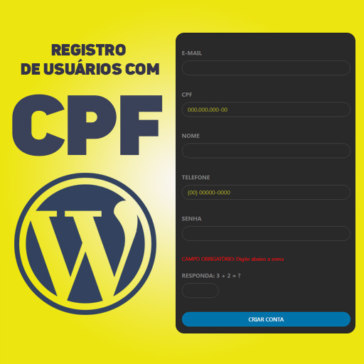 Plugin para cadastrar usuários no Wordpress utilizando o CPF como nome de usuário no login